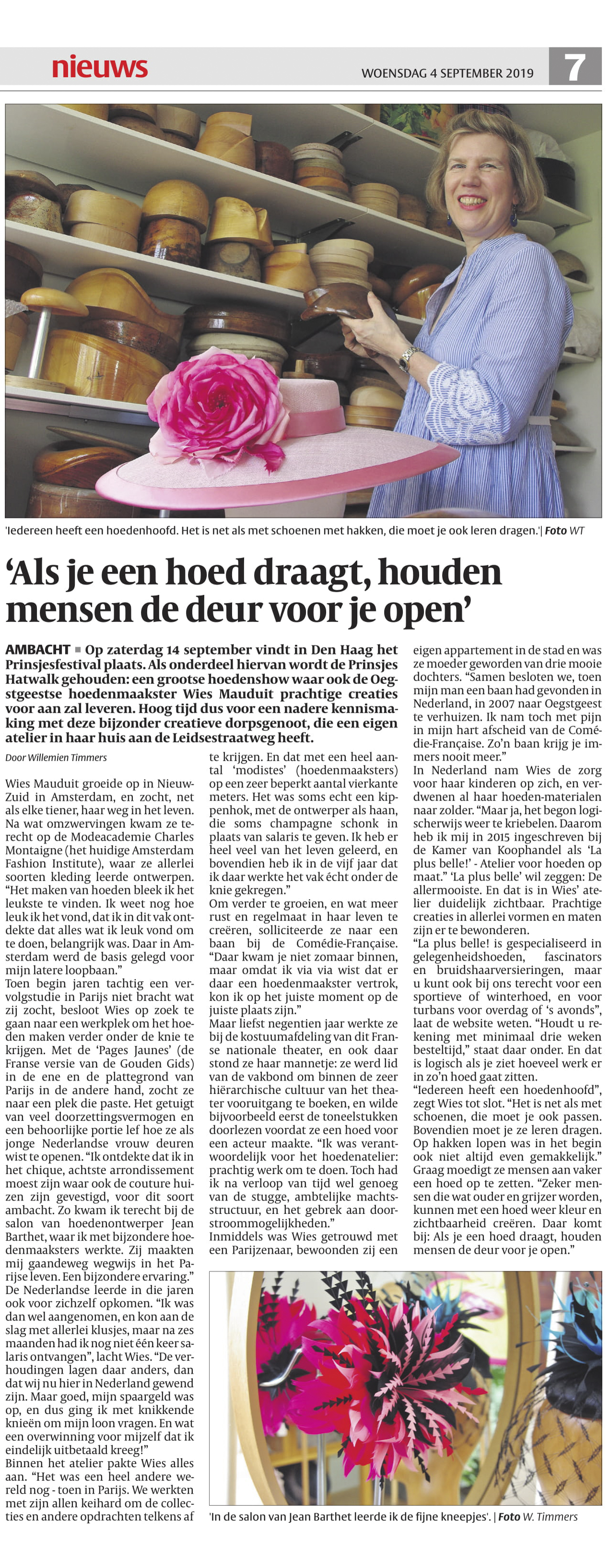 Oegstgeester Courant: 
'Als je een hoed draagt, houden mensen de deur voor je open'